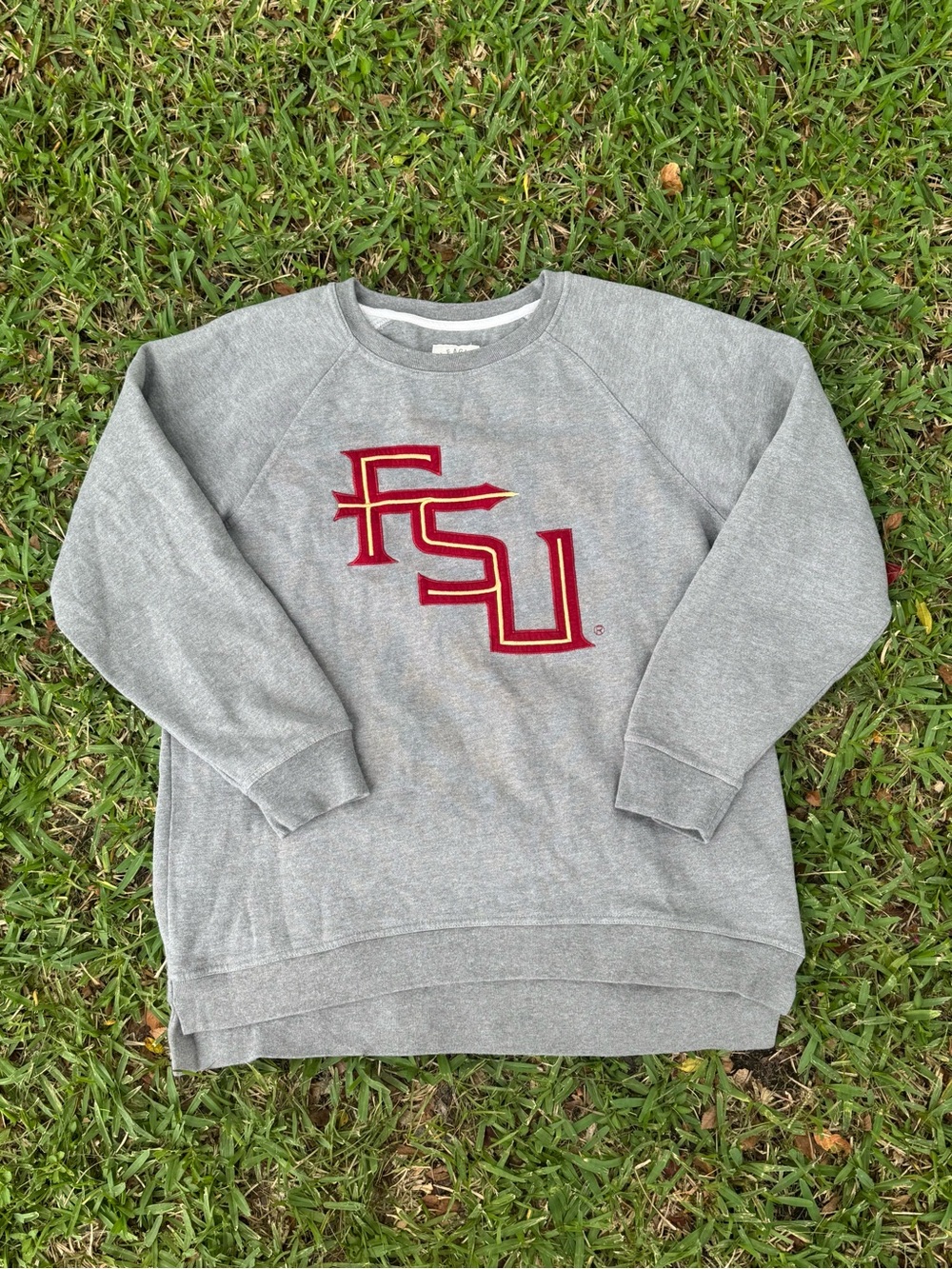 FSU Grey Crewneck Sweatshirt with Garnet & Gold Logo